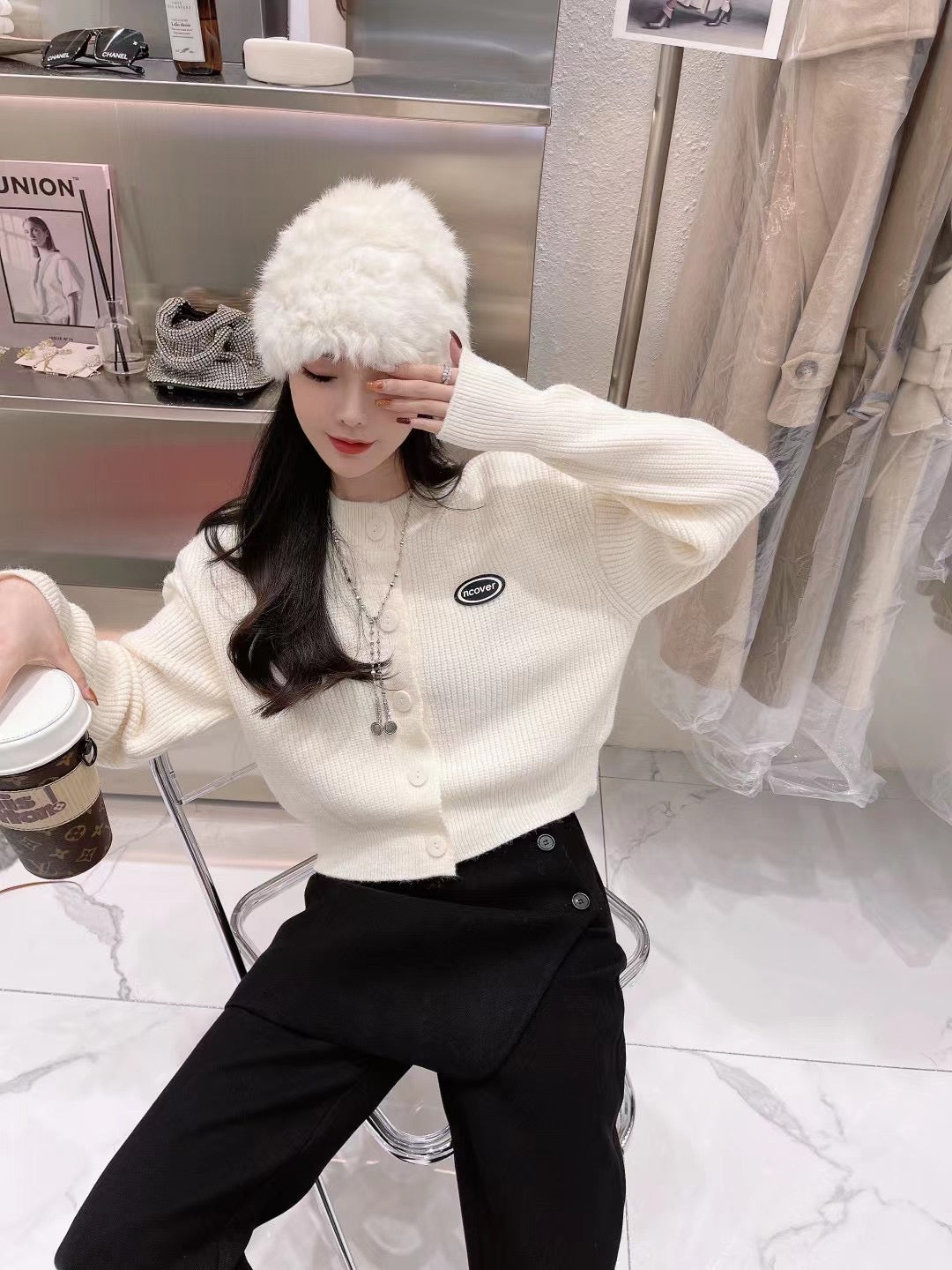 Back Hollow Out Knit Cardigan