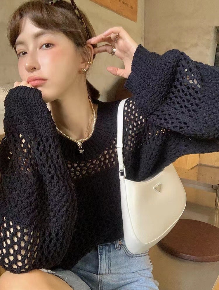 Hollow knit sweater