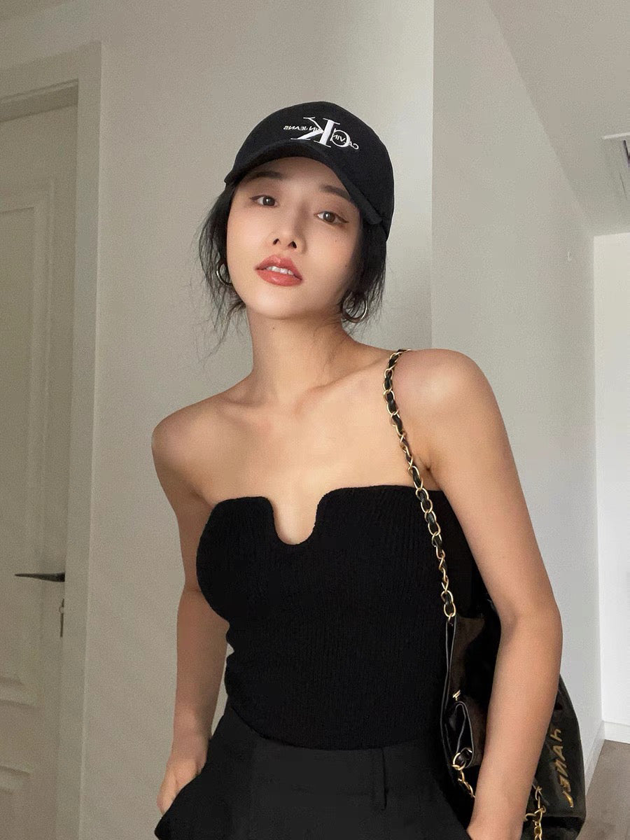 U neck Knit Tube Top