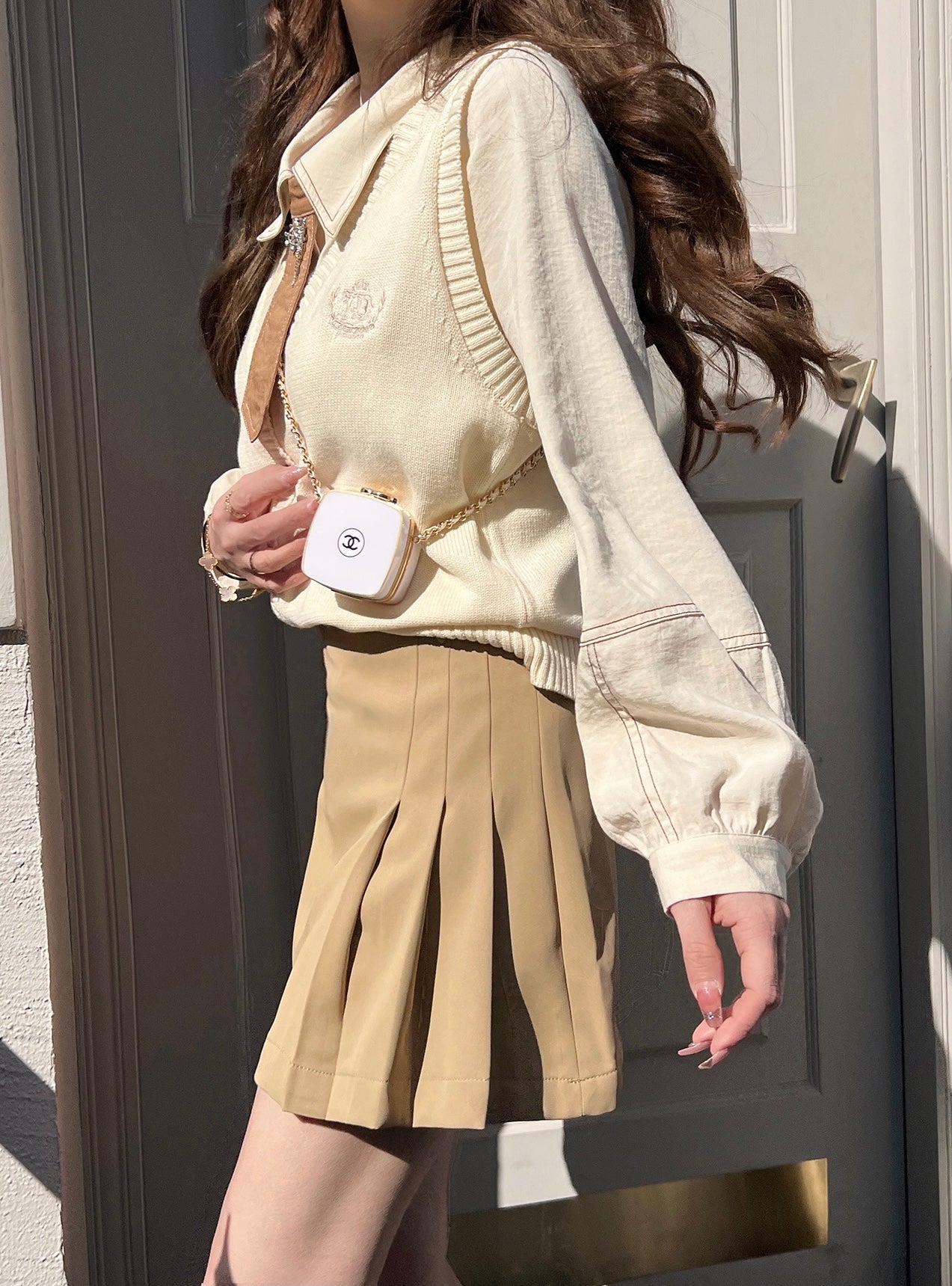 Preppy Half Pleated Skirt
