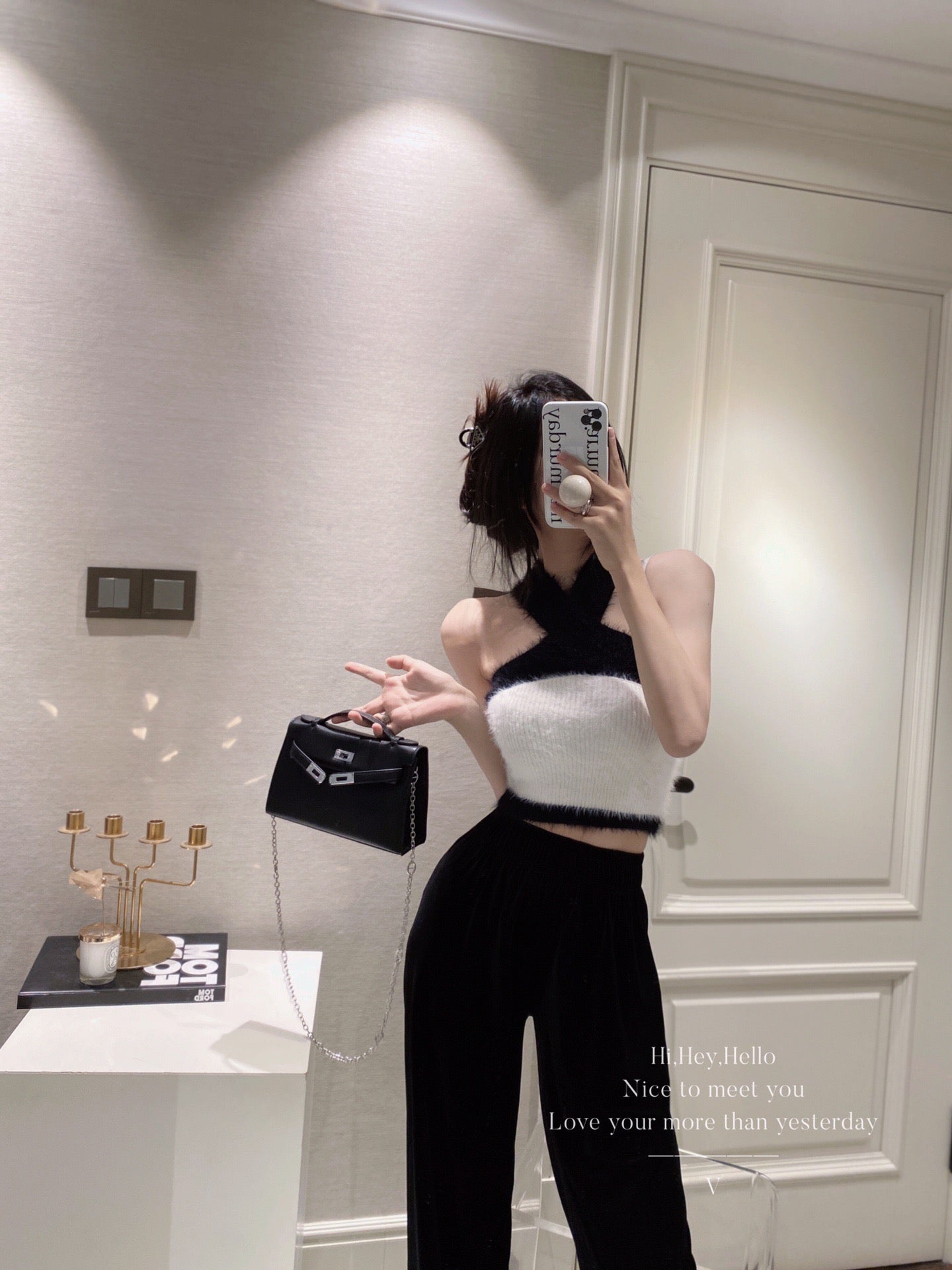 Faux Mink Crossed Top