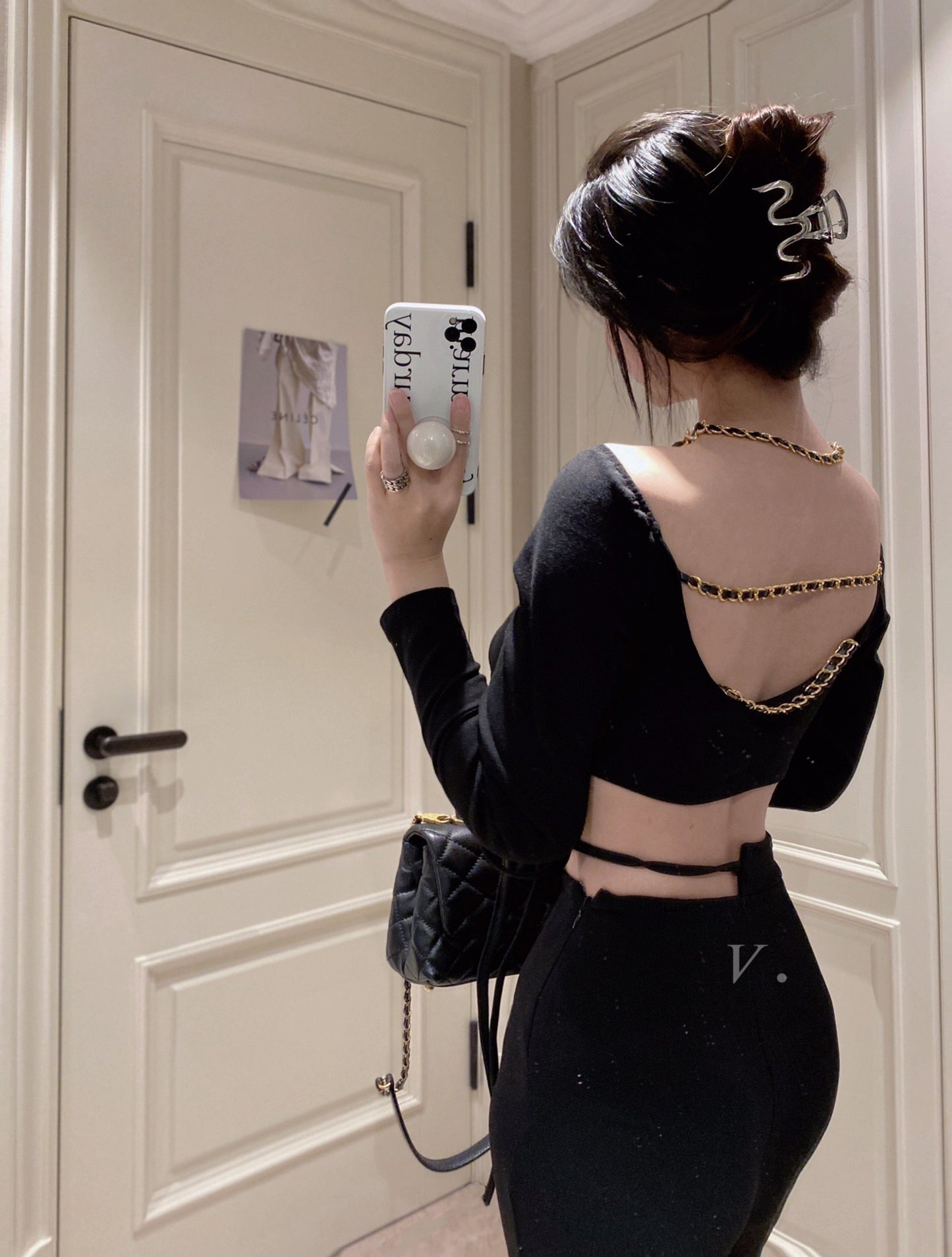One Side Straps Flare Pants