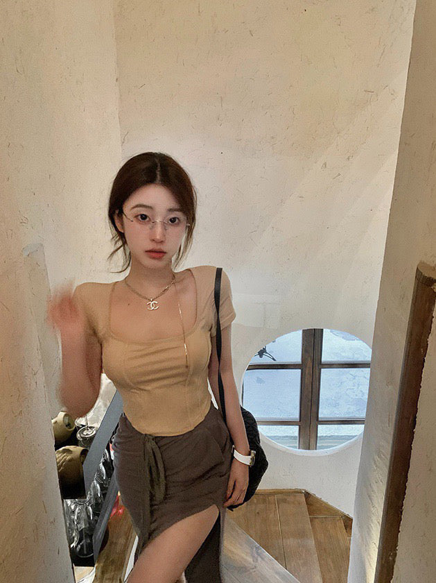 Bustier Style Cotton Tee