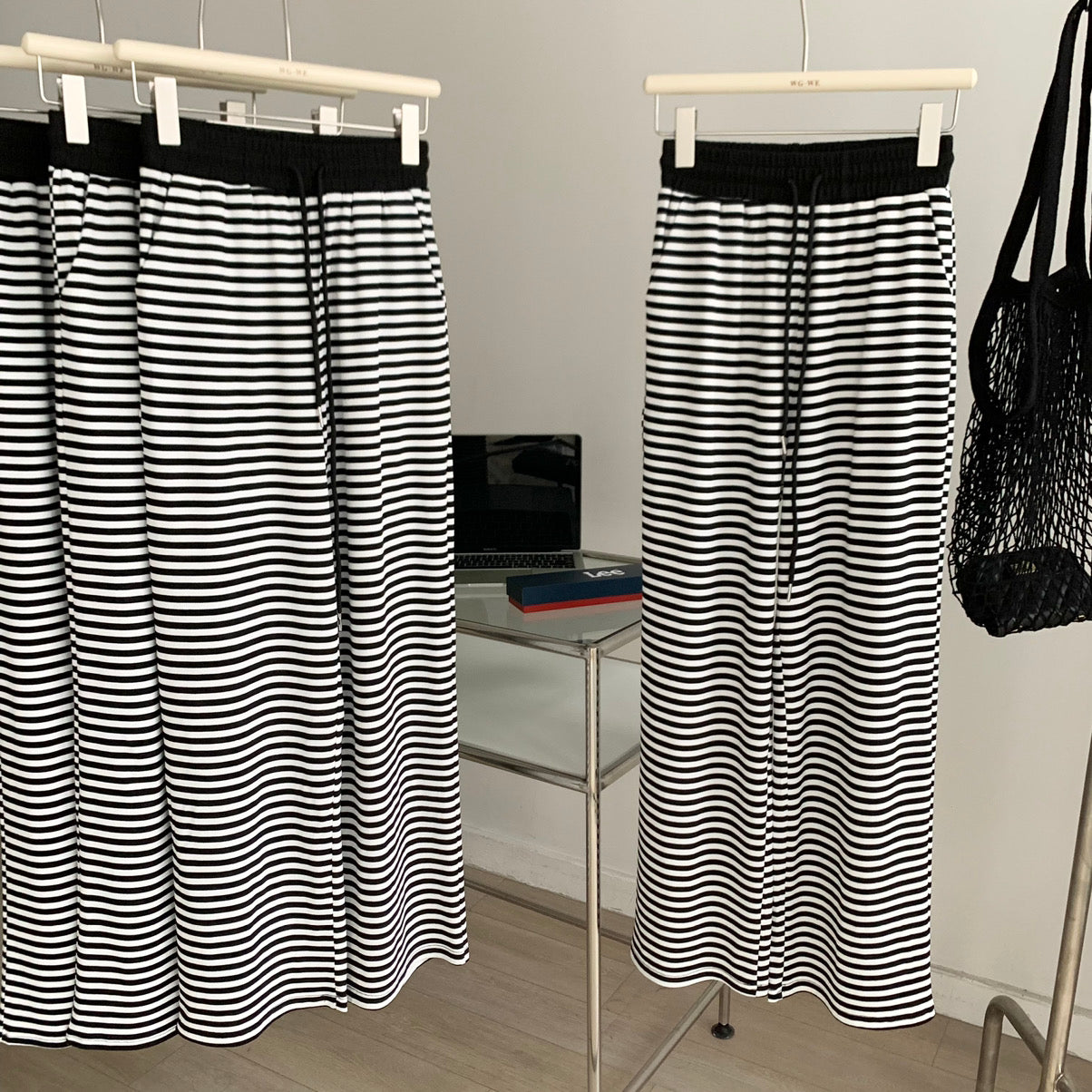 Knit Striped Wide Legs Pants
