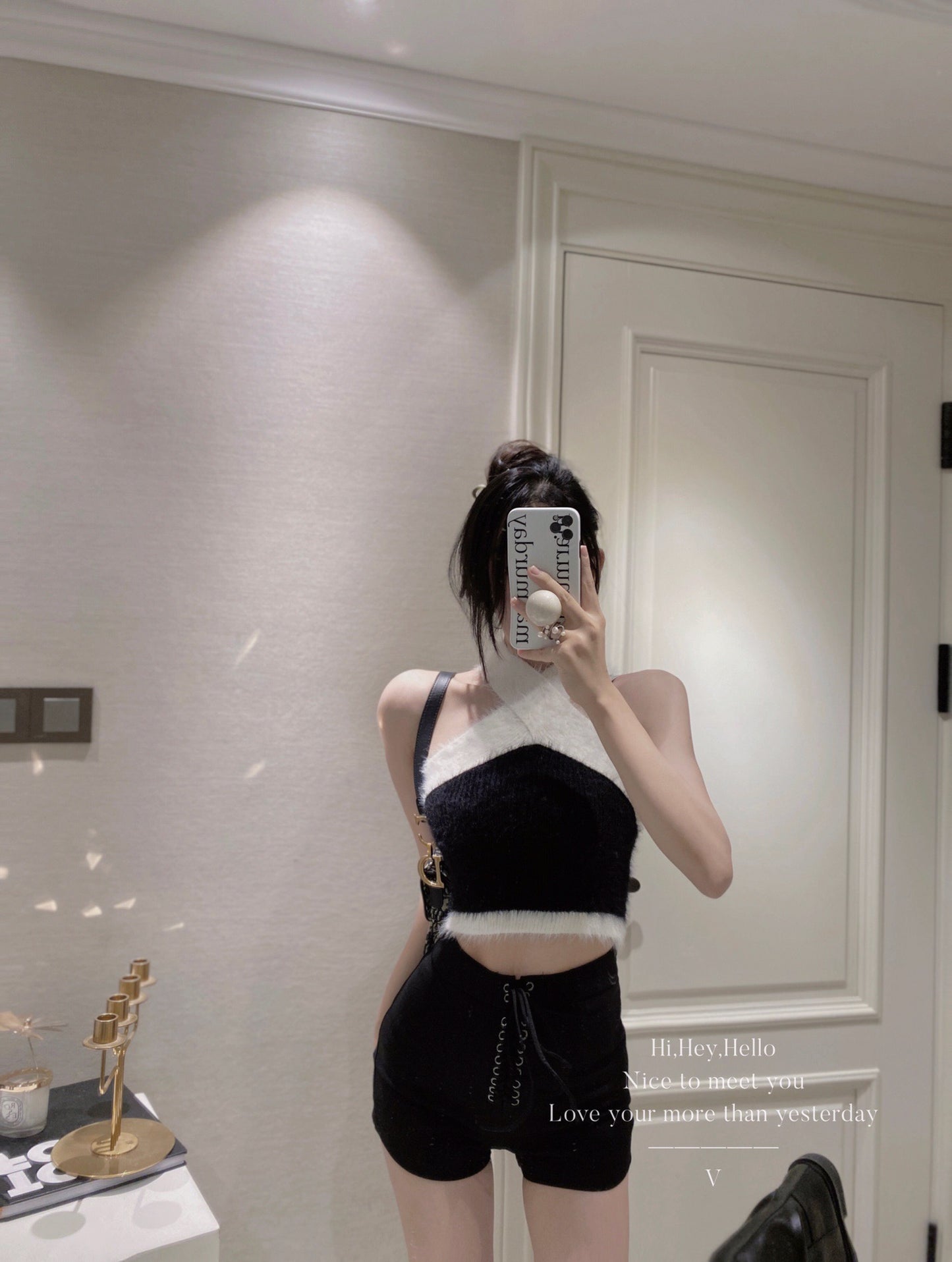 Faux Mink Crossed Top