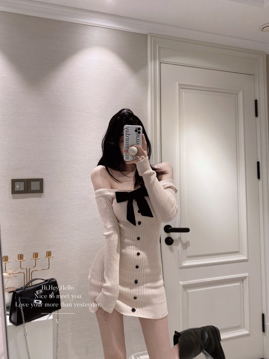 Ribbon Off Shoulder Dress