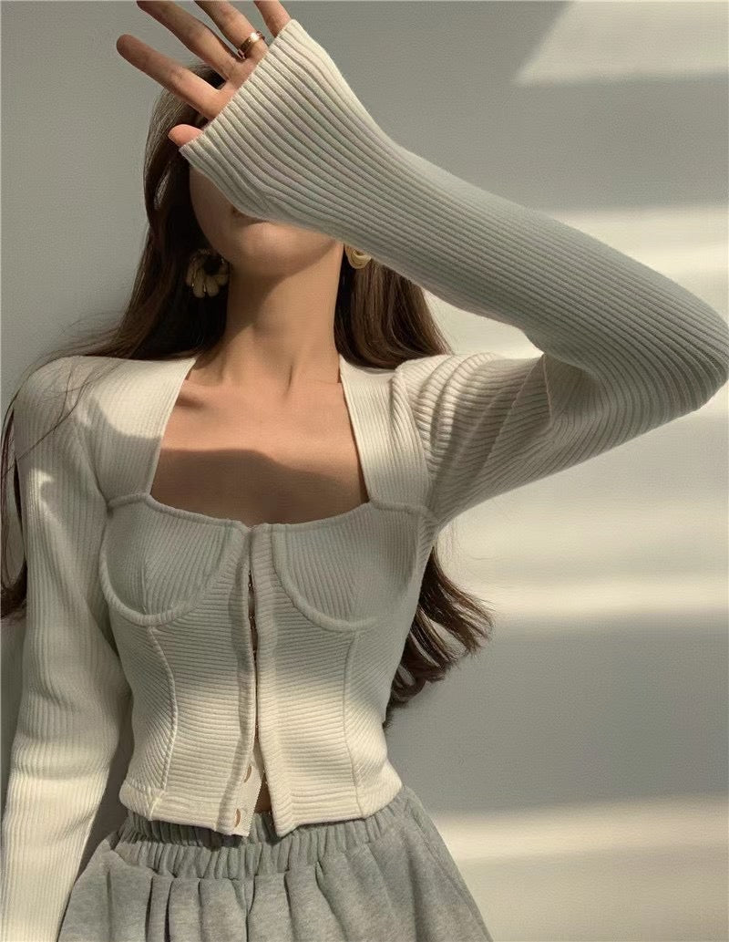 Square Neck Ribbed Bustier