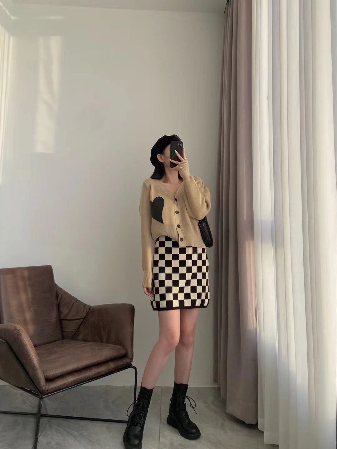 Checkers Knit Skirt