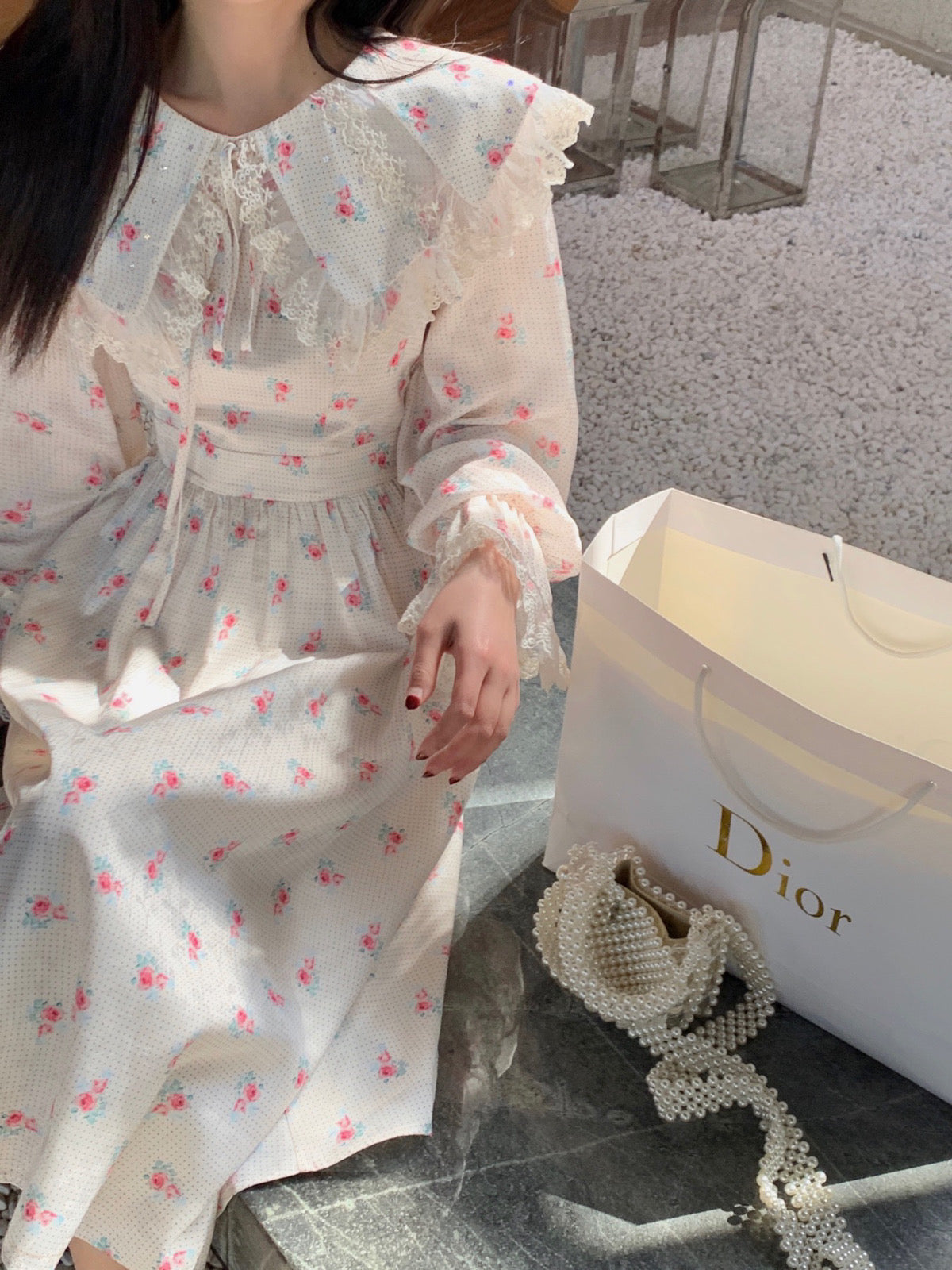 Floral Flounce Collar Dress