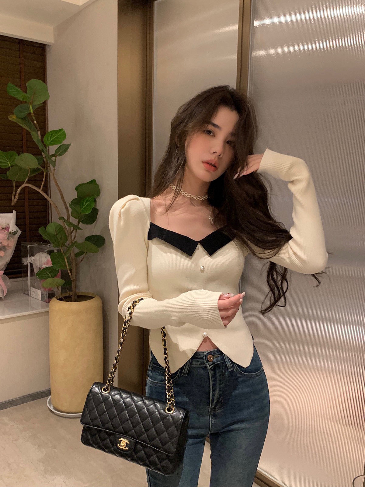 Square Neck Knit Top
